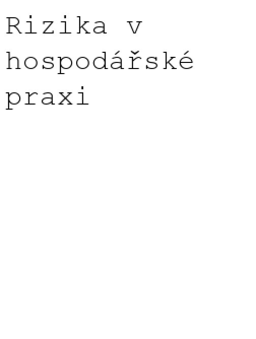 Rizika v hospodářské praxi
